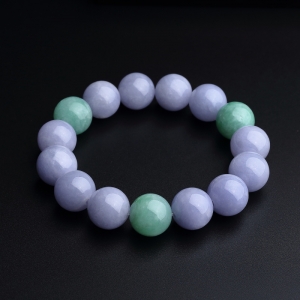 14mm糯种春带彩翡翠手串