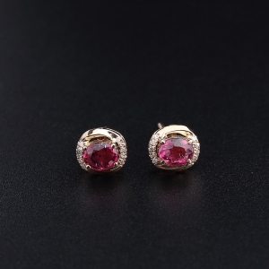 18K金镶钻碧玺耳钉