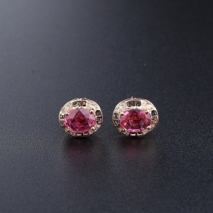 18K金镶钻碧玺耳钉