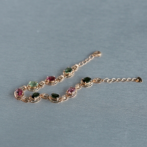 18K金镶钻碧玺手链