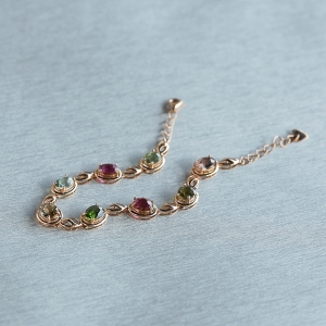 18K金镶钻碧玺手链