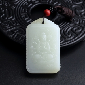 和田玉千手观音吊坠