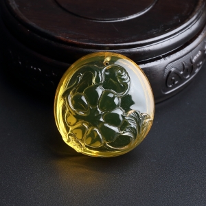 高蓝净水墨西哥蓝珀南瓜吊坠