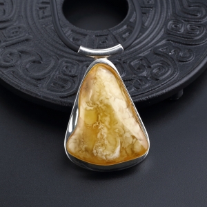 银镀金镶黄白蜜蜜蜡吊坠