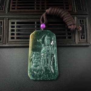 糯种翡翠文殊菩萨吊坠