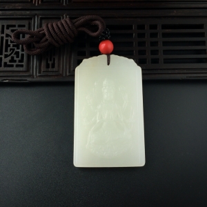 和田玉千手观音吊坠