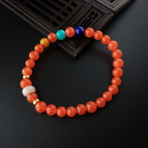 6mm樱桃红南红手串