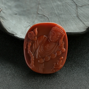 冰飘南红睡佛吊坠