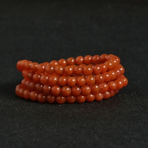 樱桃红南红108亚光佛珠