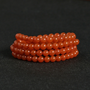 樱桃红南红108佛珠