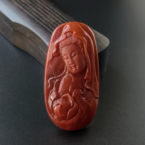 柿子红南红观音吊坠