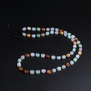 糯种福禄寿翡翠莲花项链