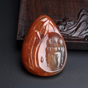 冻料柿子红南红观音吊坠