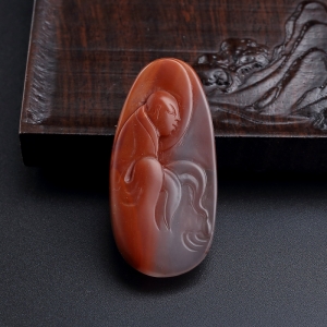 冻料柿子红南红悟道吊坠