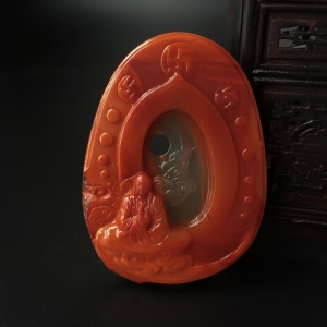 柿子红南红立地成佛吊坠