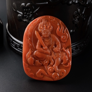 柿子红南红大黑天吊坠