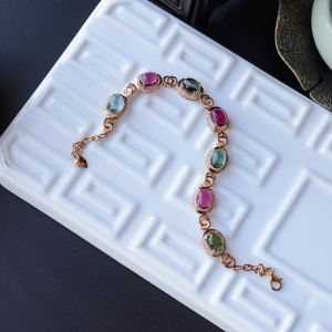 18K金镶钻碧玺手链