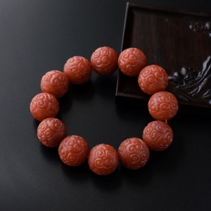 保山柿子红南红回纹手串