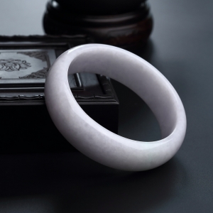 59.5#糯种淡紫翡翠手镯