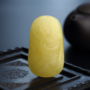 满蜜柠檬黄蜜蜡观音吊坠