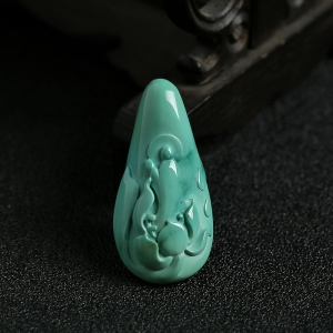 绿松高瓷悟道吊坠