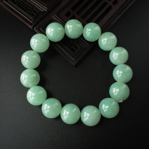 14mm糯种淡绿翡翠手串