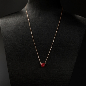 18K金镶阿卡珊瑚吊坠锁骨链