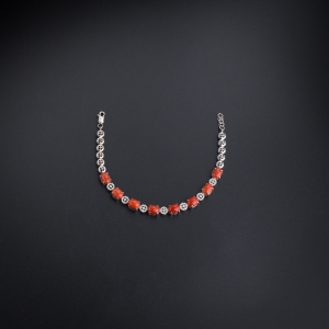 银镶沙丁珊瑚手链