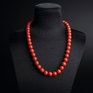 10.5mm沙丁红珊瑚项链