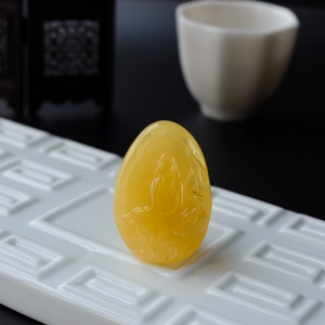 鸡油黄金包蜜无相佛吊坠