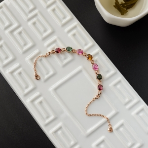 18K金镶钻碧玺手链