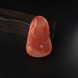 冻料柿子红南红连年有余吊坠