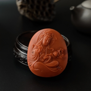 柿子红南红观音吊坠