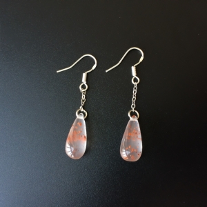 银镶冰飘南红耳坠