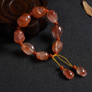 南红冰飘佛头手串