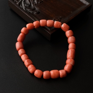 MOMO红珊瑚桶珠手串