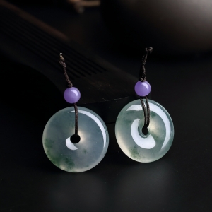 糯种飘花翡翠平安扣吊坠