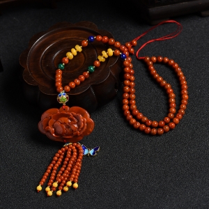 南红牡丹花项链