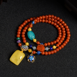 南红蜜蜡手串、项链两用