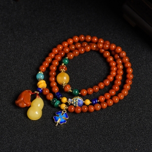 南红蜜蜡手串项链两用