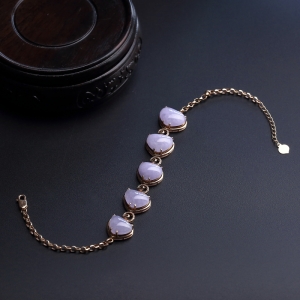 18K金镶糯种紫罗兰翡翠手链