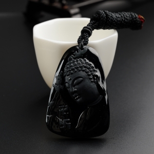 冰糯种墨翠大日如来吊坠