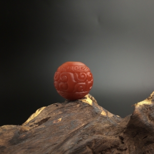 柿子红南红回纹珠