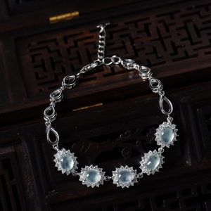 银镶冰种翡翠手链