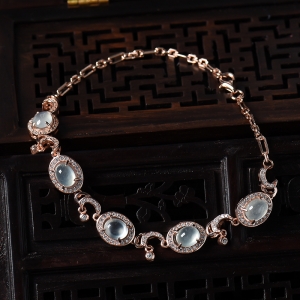 银镶冰种晴水翡翠手链