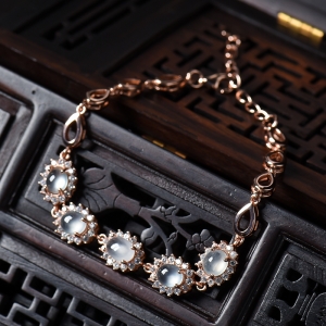 银镶冰种晴水翡翠手链