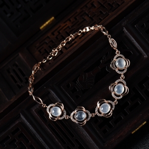 银镶冰种晴水翡翠手链