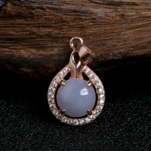 银镶糯冰种浅紫翡翠吊坠