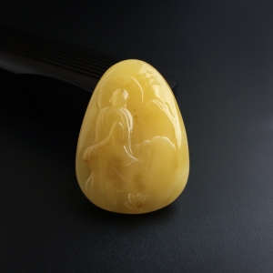 满蜜鸡油黄蜜蜡悟道吊坠