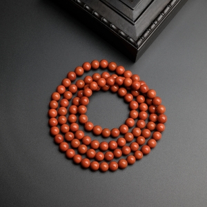 7.5mm极品柿子红南红项链